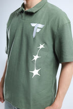 Polo Stars Oversized Tee - Pink / Olive Green