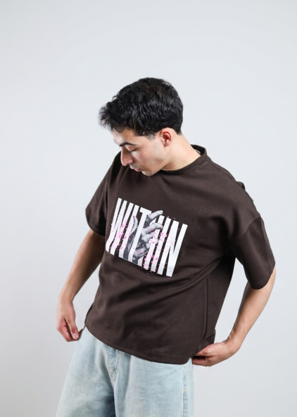 Within Boxy Tee - Brown / Black / White / Cyan