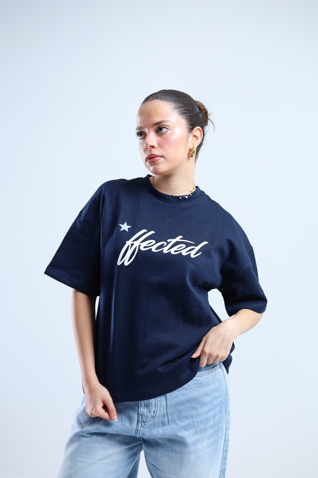 Hected Boxy Tee - Navy / White