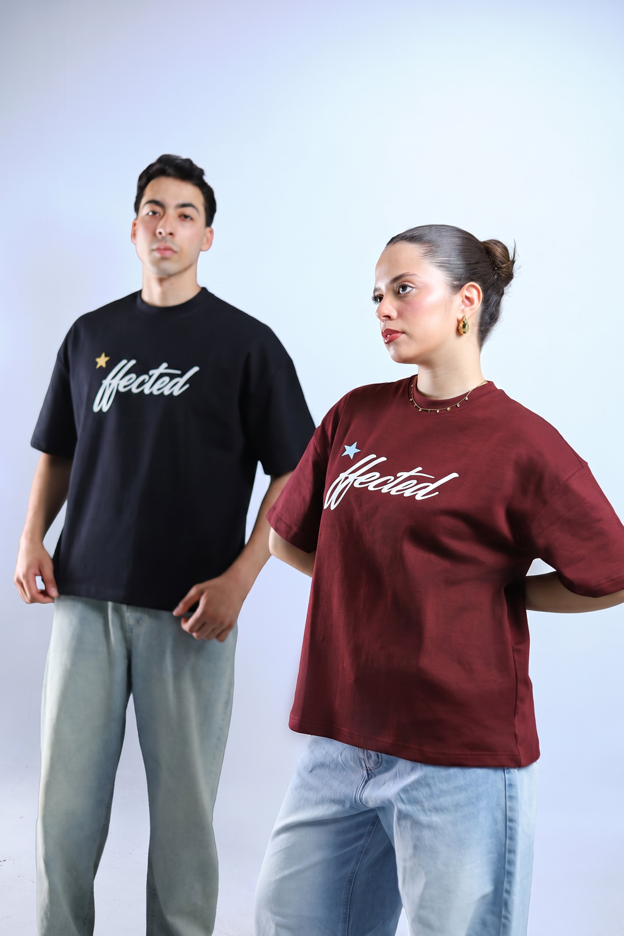 Hected Boxy Tee - Burgundy / Black