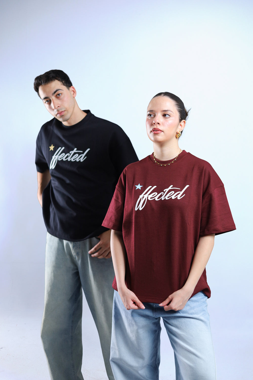 Hected Boxy Tee - Burgundy / Black