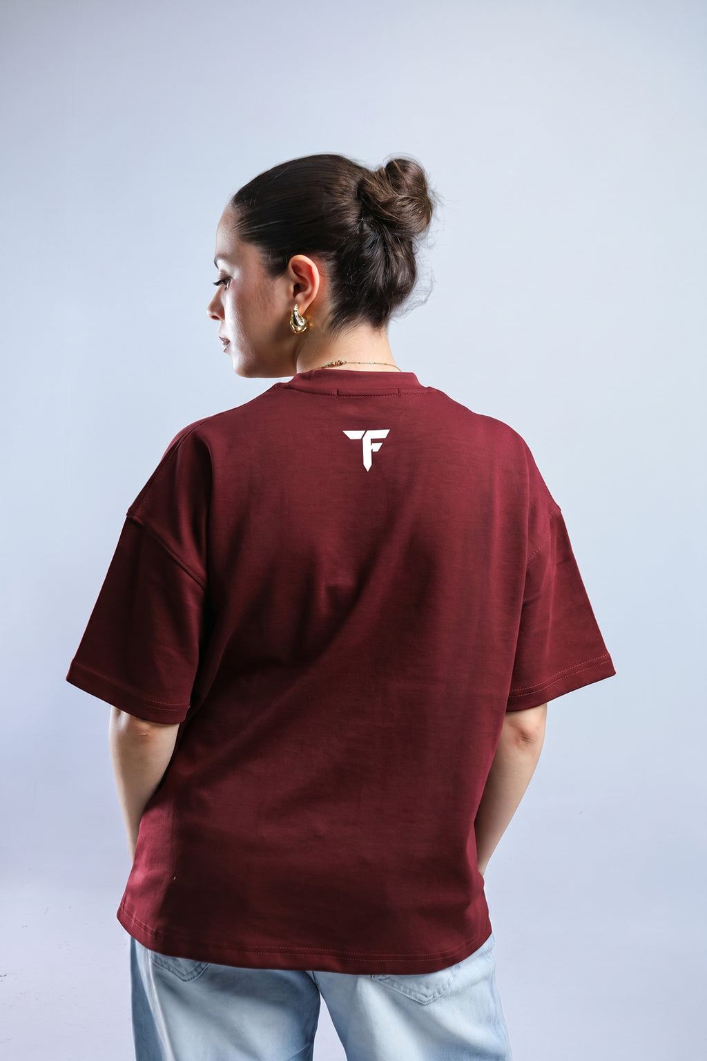 Hected Boxy Tee - Burgundy / Black