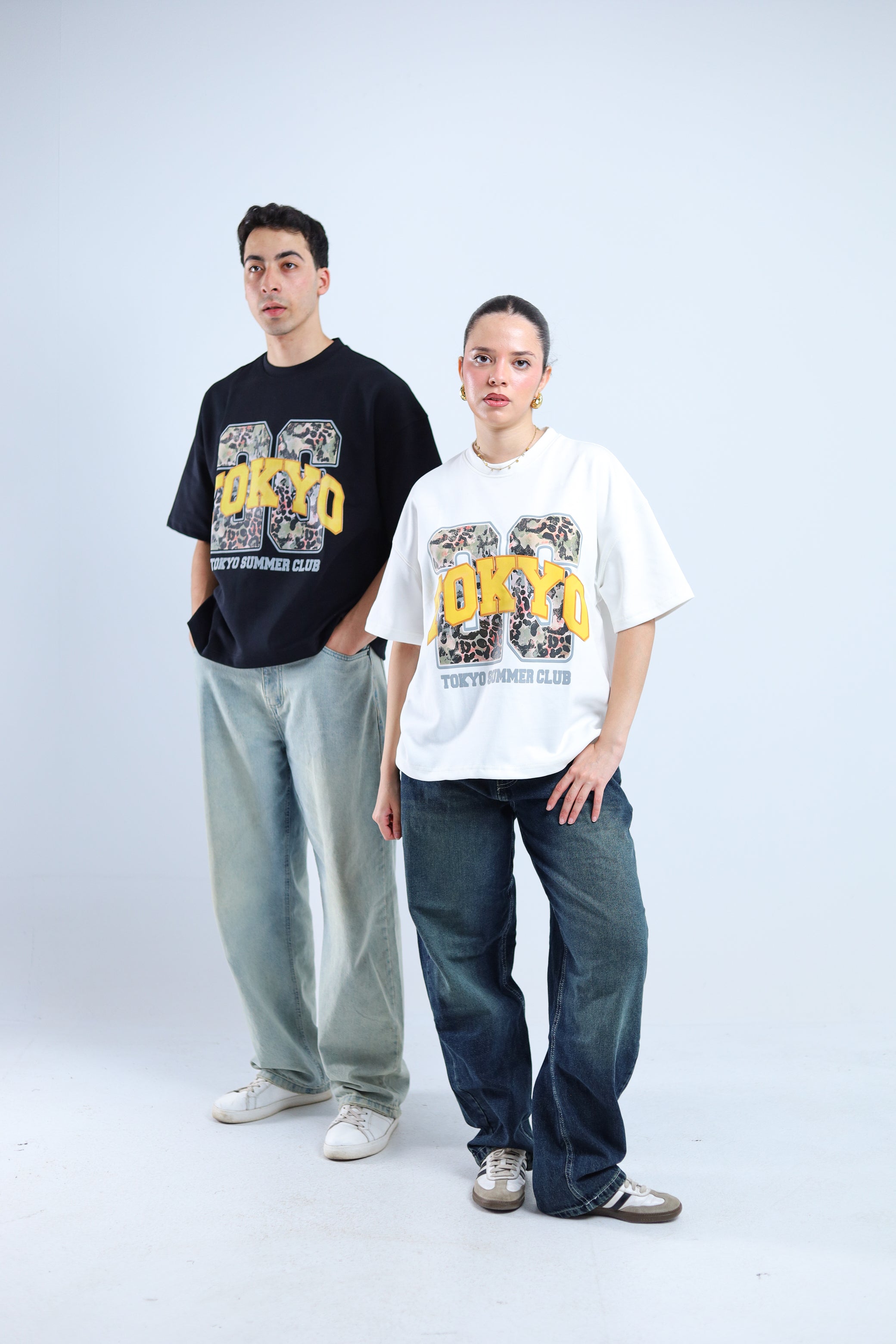 Tokyo 26 Boxy Tee - Black / White / Cyan
