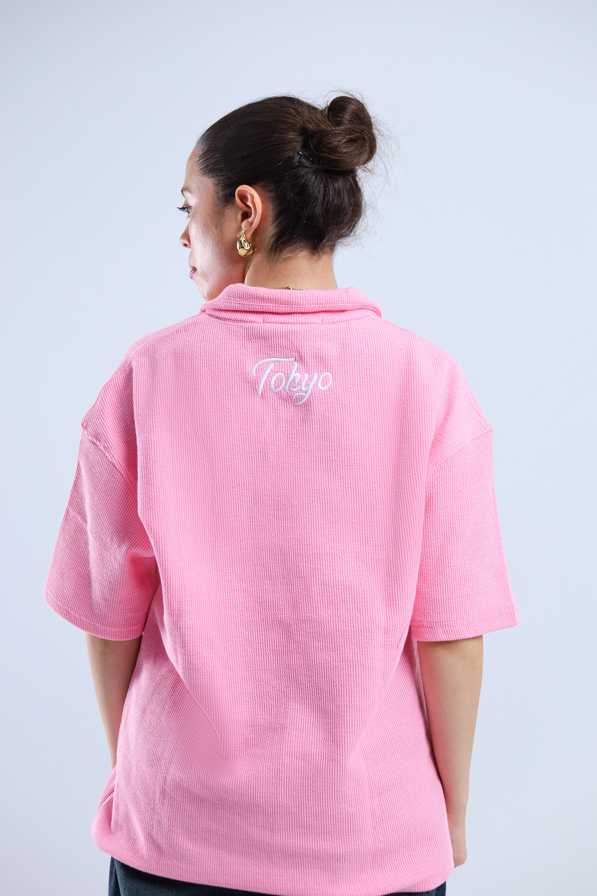 Polo Stars Oversized Tee - Pink / Olive Green