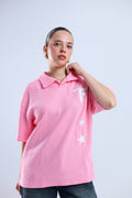 Polo Stars Oversized Tee - Pink / Olive Green