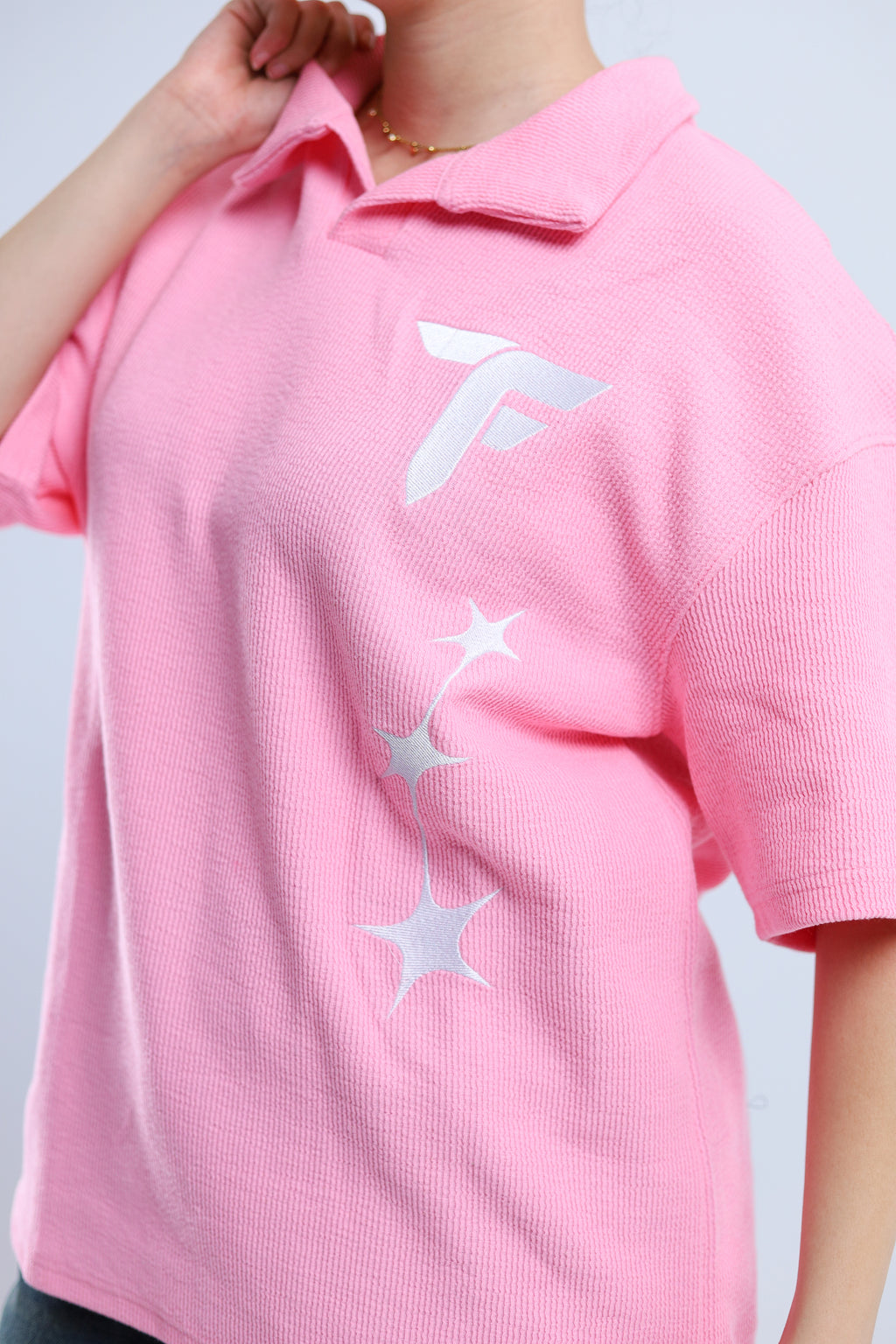 Polo Stars Oversized Tee - Pink / Olive Green