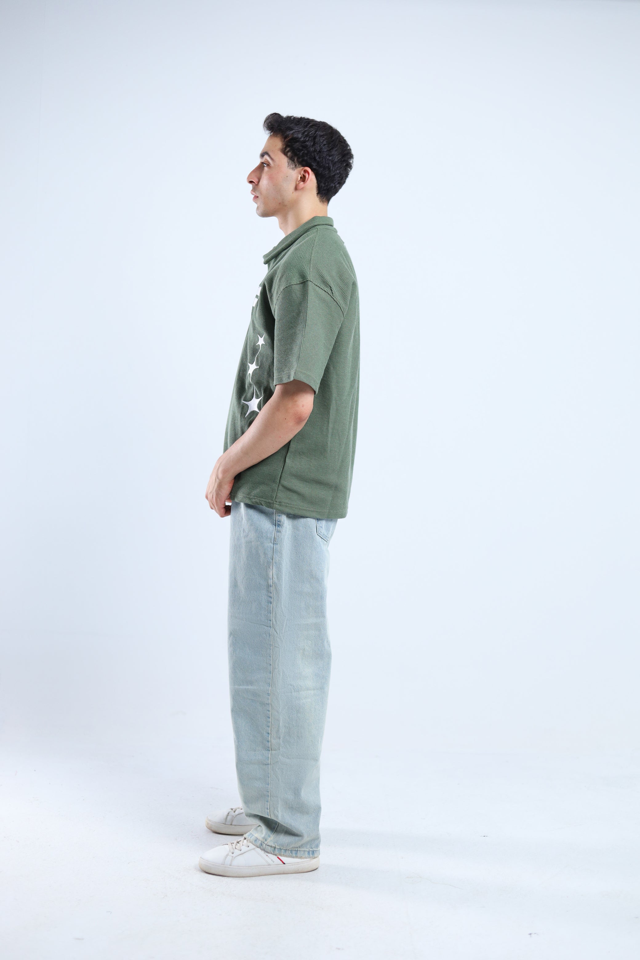 Polo Stars Oversized Tee - Pink / Olive Green