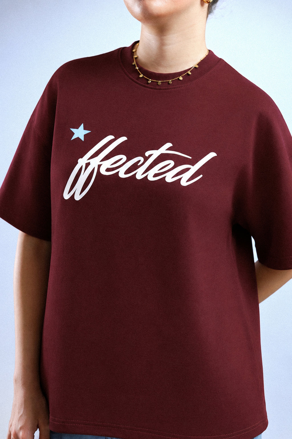 Hected Boxy Tee - Burgundy / Black