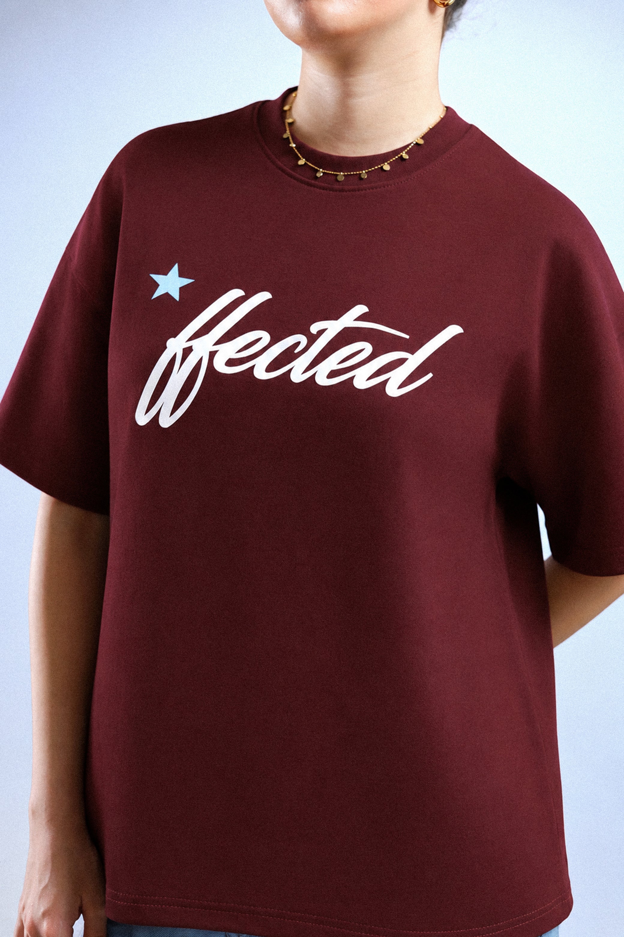 Hected Boxy Tee - Burgundy / Black