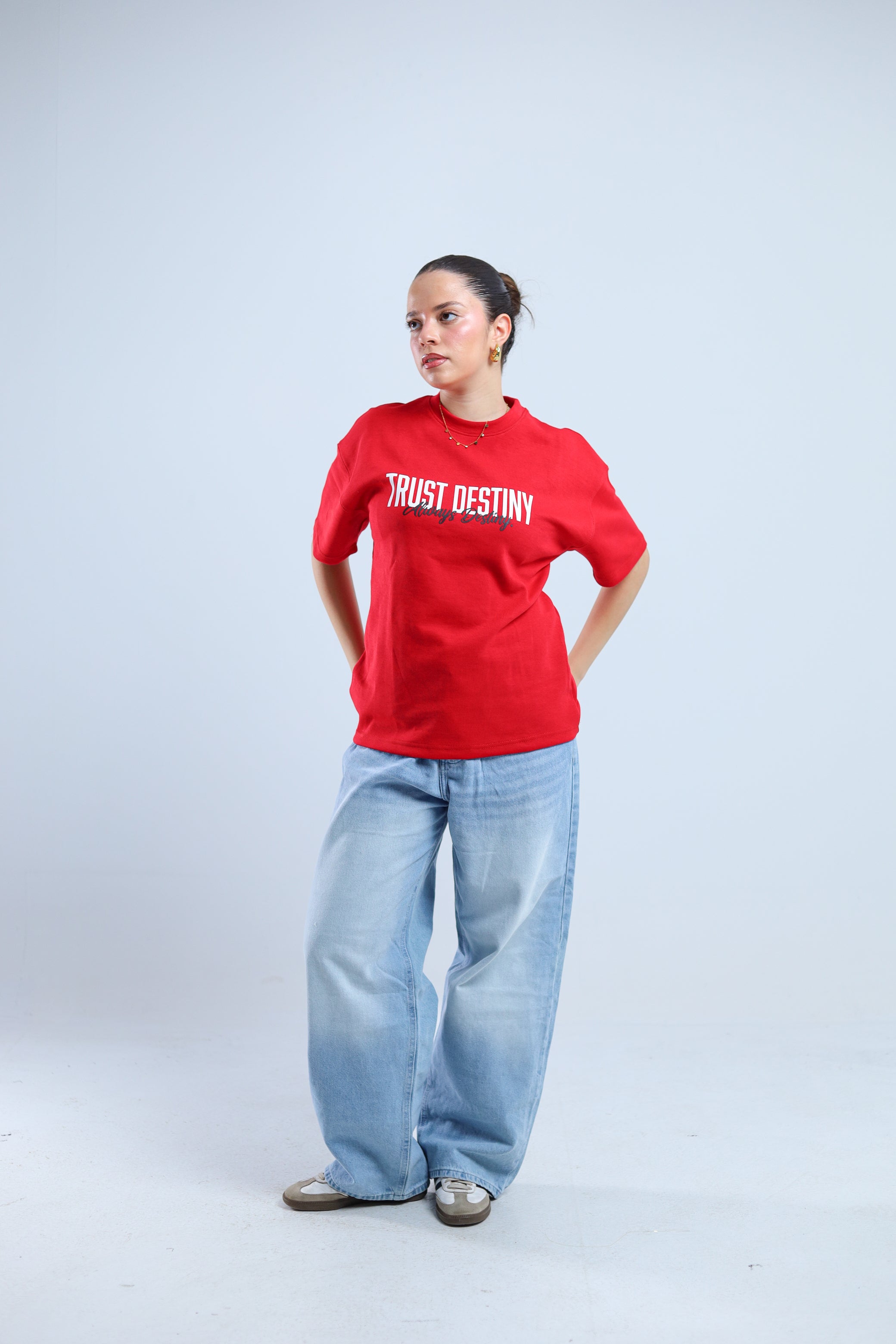 Trust Destiny Oversized Tee - Red / White