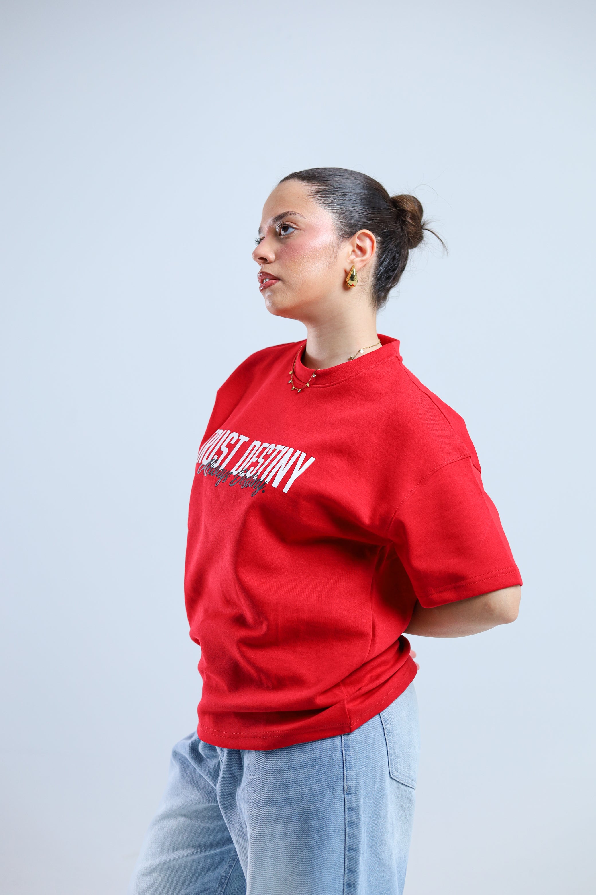 Trust Destiny Oversized Tee - Red / White