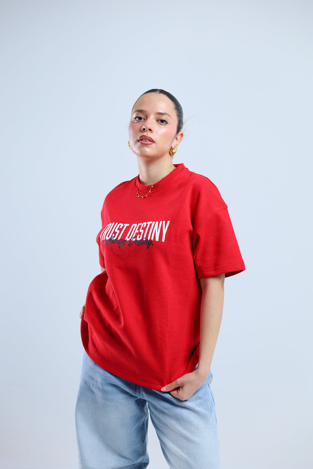 Trust Destiny Oversized Tee - Red / White
