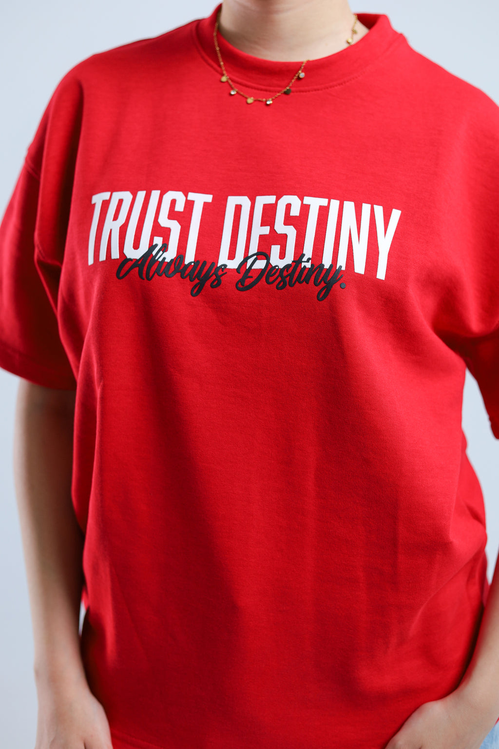 Trust Destiny Oversized Tee - Red / White