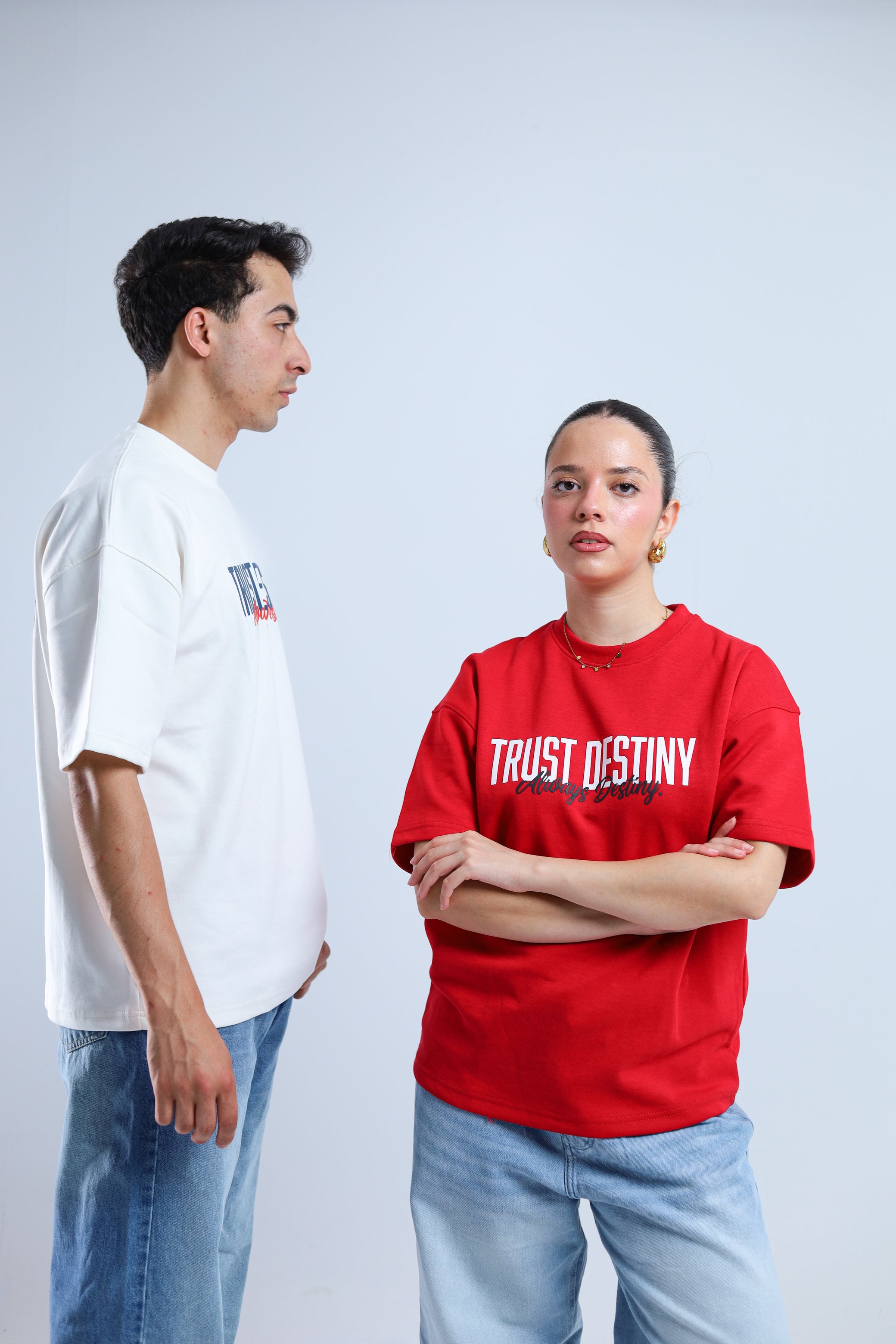 Trust Destiny Oversized Tee - Red / White