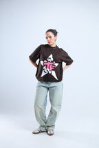 TF Star Boxy Tee - White / Brown
