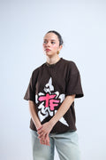 TF Star Boxy Tee - White / Brown