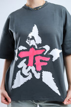 TF Star Boxy Tee - Black / Dark Gray