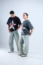TF Star Boxy Tee - Black / Dark Gray